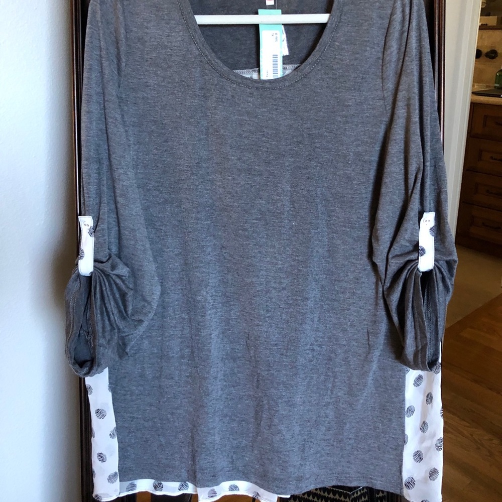 Fun Gray top with polka dot back